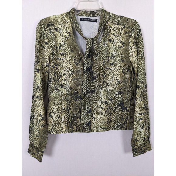 Haute Rogue‎ long sleeve snake print crop blouse S - Picture 3 of 8